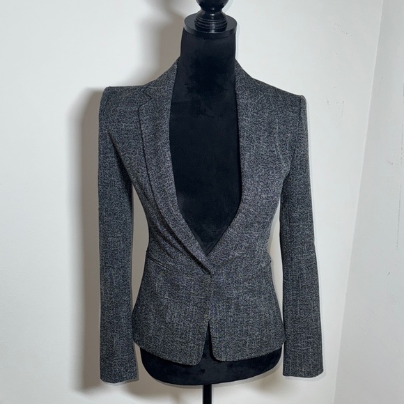 Express Jackets & Blazers - Express Heather black white single button front Women's Blazer‎ Sz 00